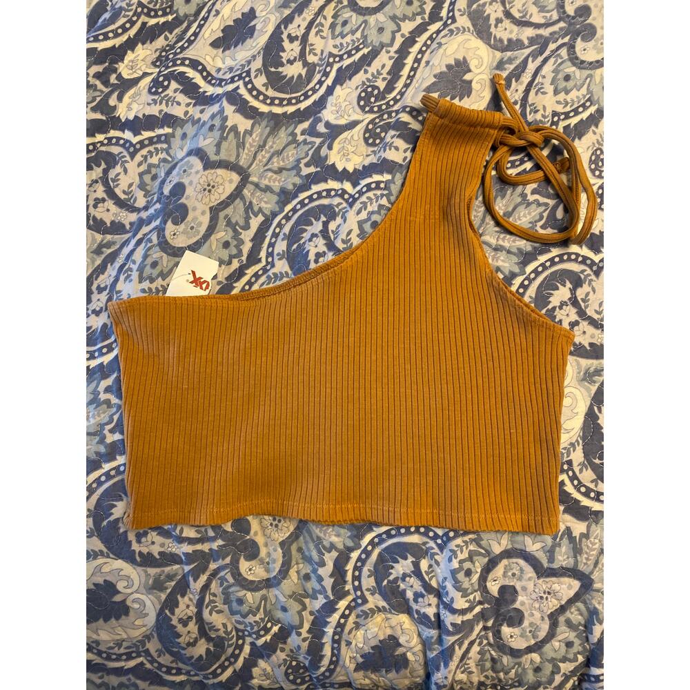 NWT Aerie Women's Size XL Brown Corduroy One Shoulder Off the Shoulder Top - Picture 2 of 4